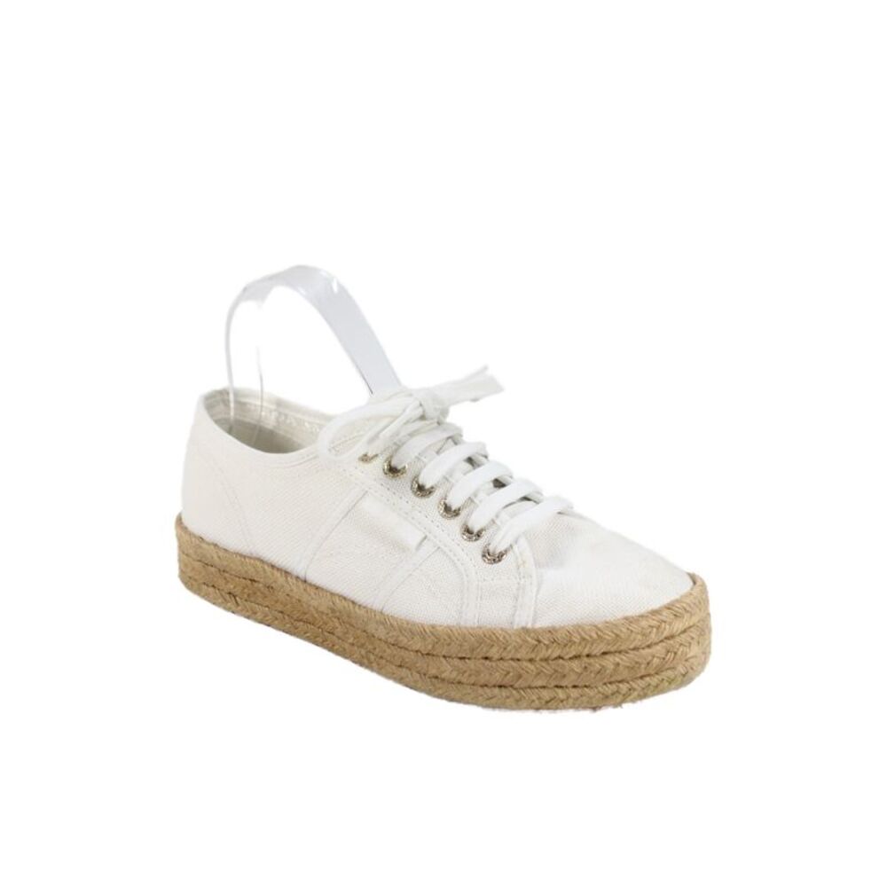Superga Womens Canvas Woven Low Top Sneakers White Size 9